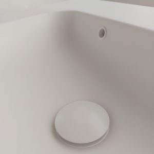 White Matte Metal Pop-up Strainer & White Matte Overflow Ring