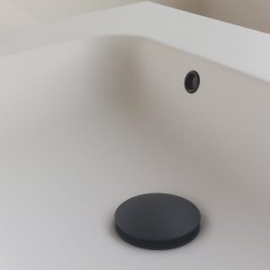 Black Matte Metal Pop-up Strainer & Black Matte Overflow Ring
