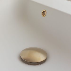 Matte Gold Metal Pop-up Strainer & Glossy Gold Overflow Ring